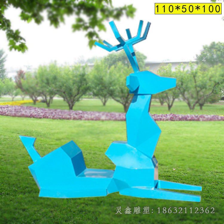 彩绘几何鹿公园不锈钢雕塑