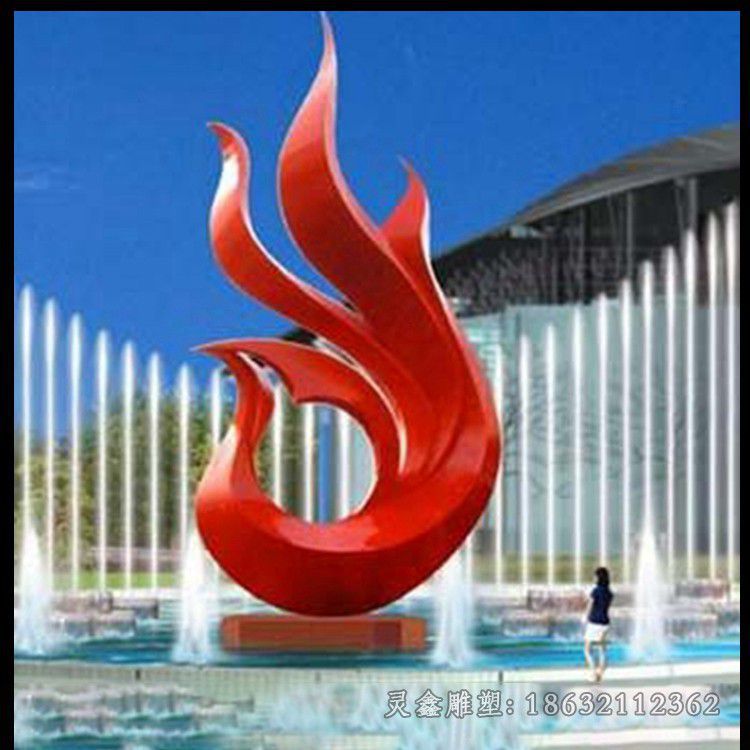 不锈钢红色凤凰小区雕塑