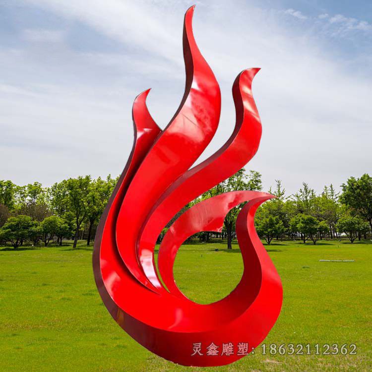 不锈钢红色凤凰别墅雕塑