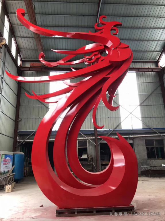 不锈钢红色凤凰商场雕塑