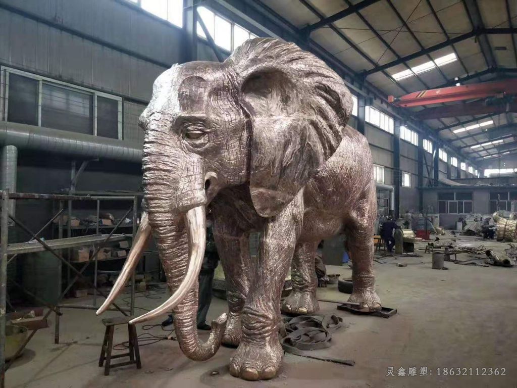 古铜色大象校园动物铜雕