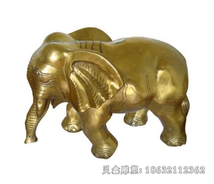 金色大象小区动物铜雕