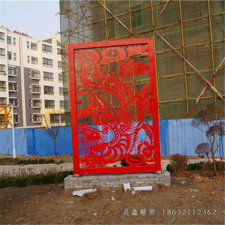 不锈钢抽象镂空凤凰剪影雕塑