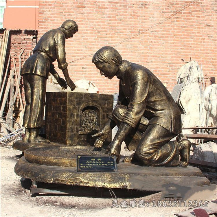 茶艺制作流程人物景区铜雕