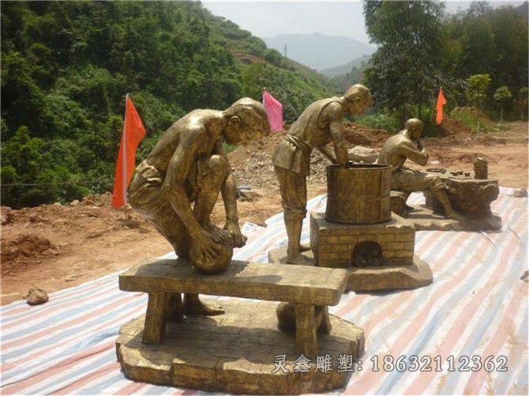 制茶工艺广场人物铜雕