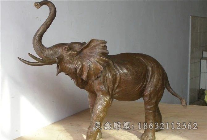 彩绘大象街边景观铜雕