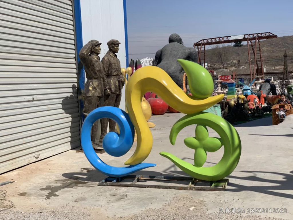 不锈钢抽象自行车小区雕塑