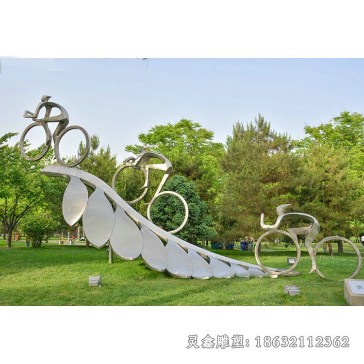 不锈钢抽象自行车景区雕塑