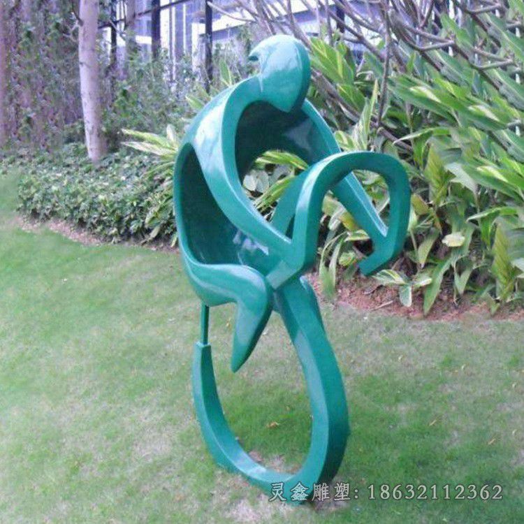 不锈钢抽象自行车别墅雕塑