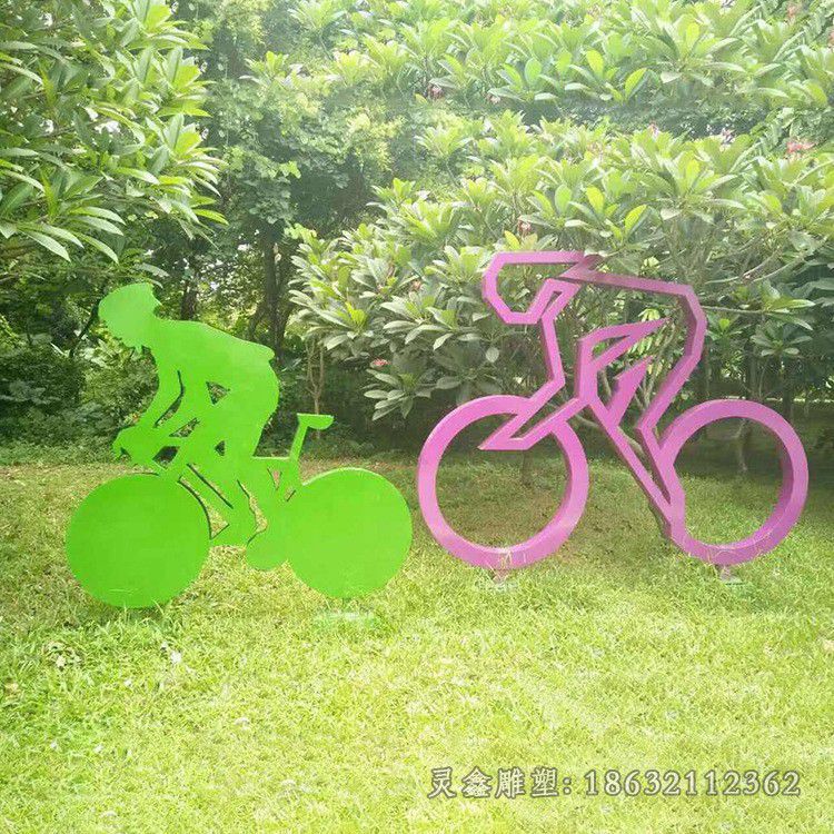 不锈钢抽象自行车商场雕塑