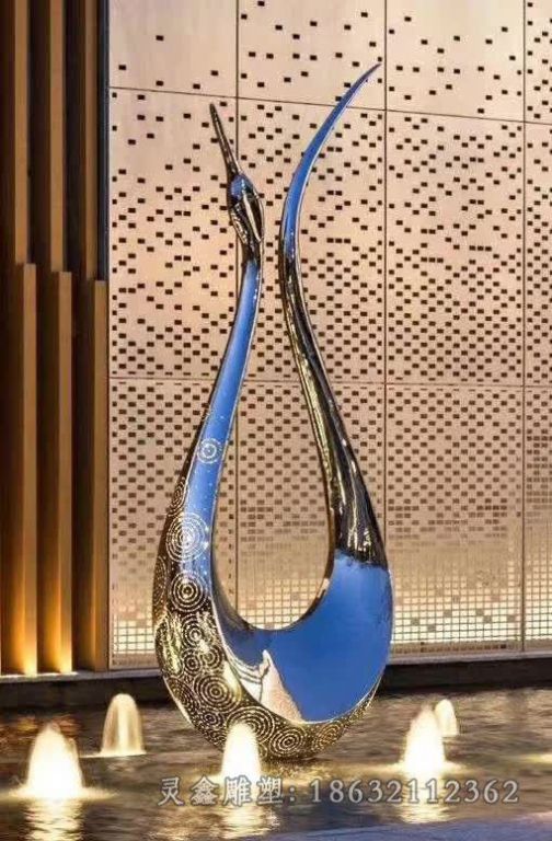 不锈钢抽象天鹅商场雕塑