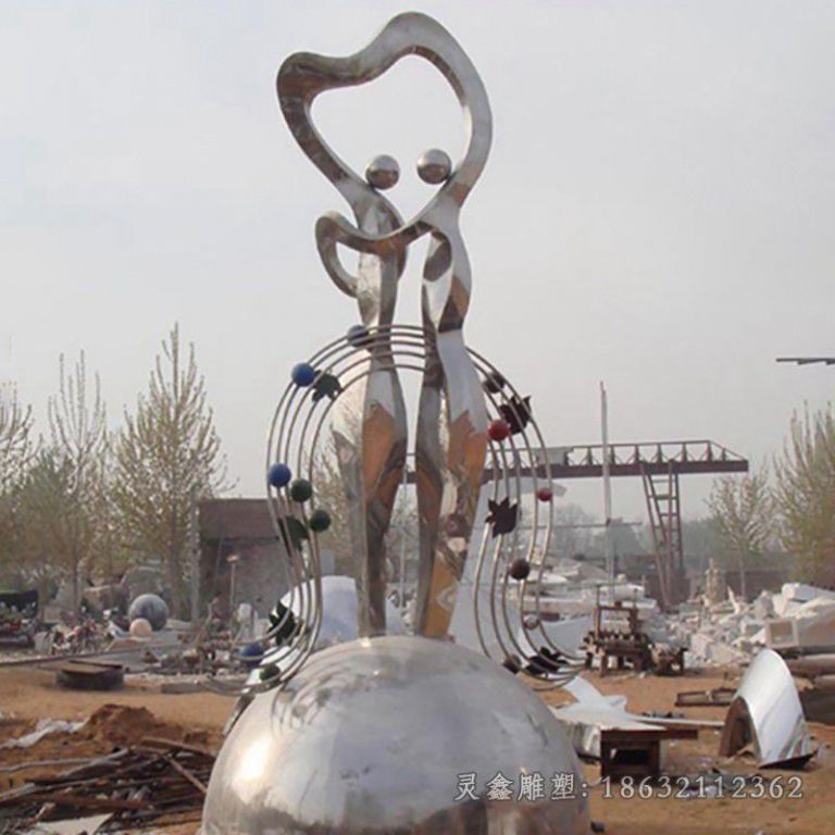不锈钢抽象跳舞广场雕塑