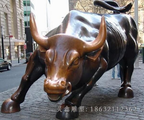 古铜色华尔街牛小区铜雕
