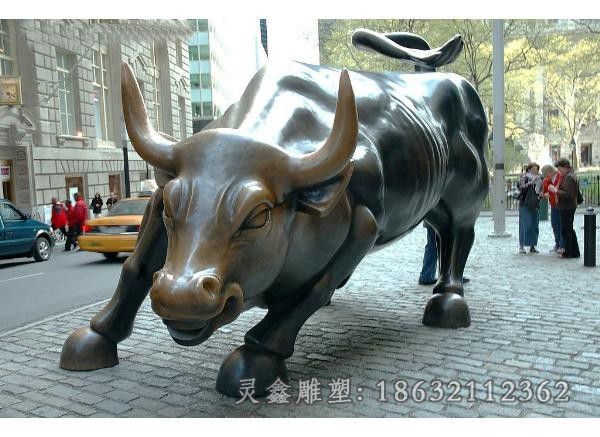 古铜色华尔街牛庭院铜雕