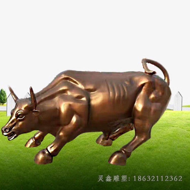 古铜色华尔街牛别墅铜雕