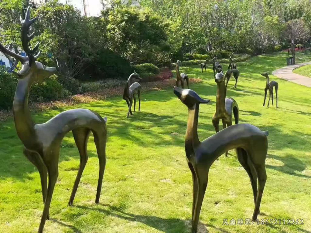 抽象群鹿广场动物铜雕