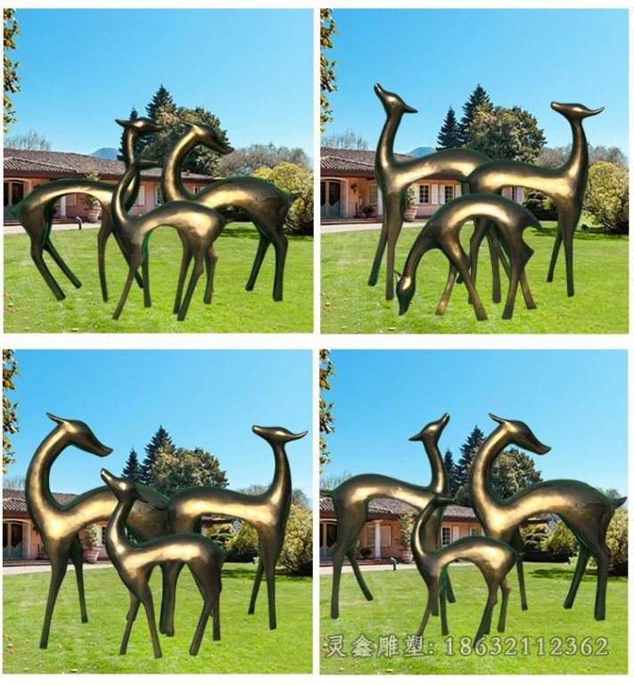 抽象群鹿别墅动物铜雕