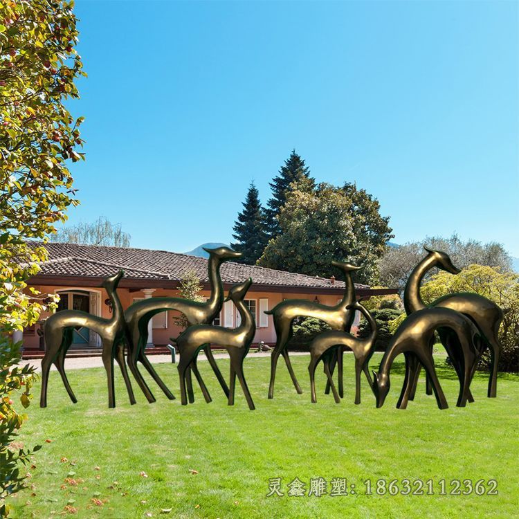 抽象群鹿商场动物铜雕