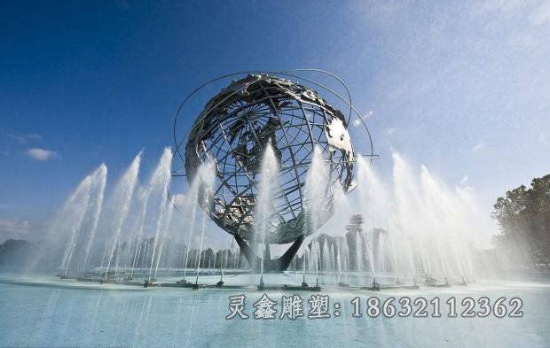 不锈钢镂空地球仪城市雕塑