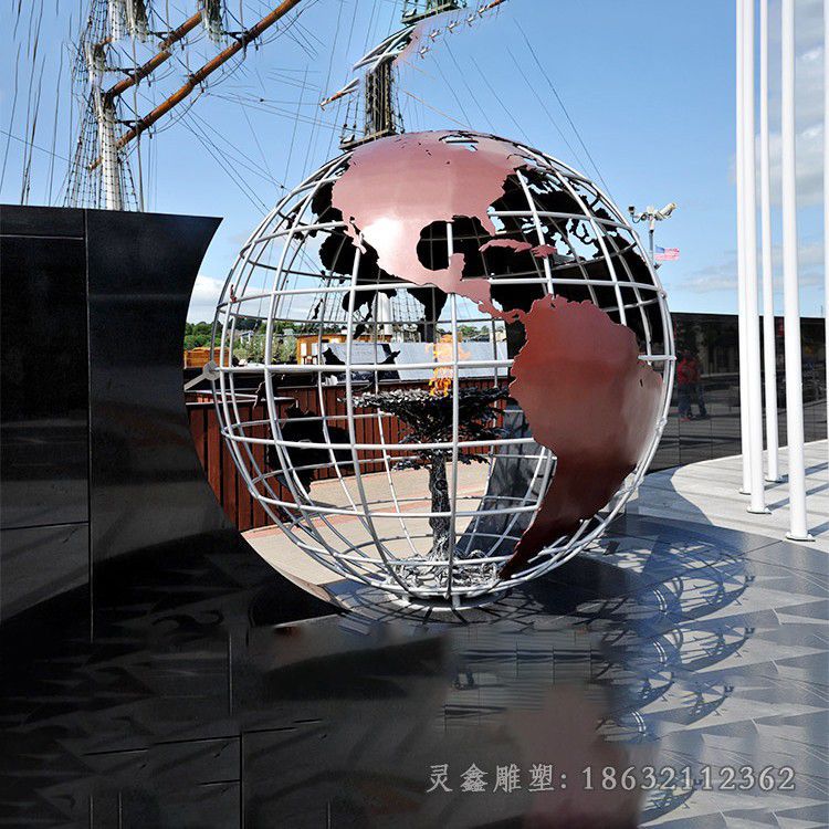 不锈钢镂空地球仪小区雕塑