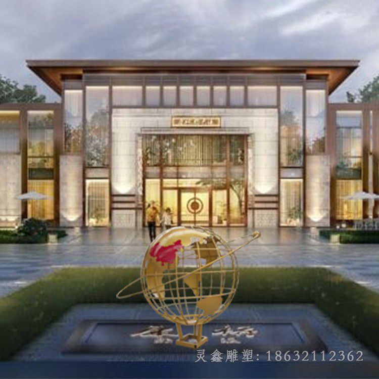 不锈钢镂空地球仪庭院雕塑