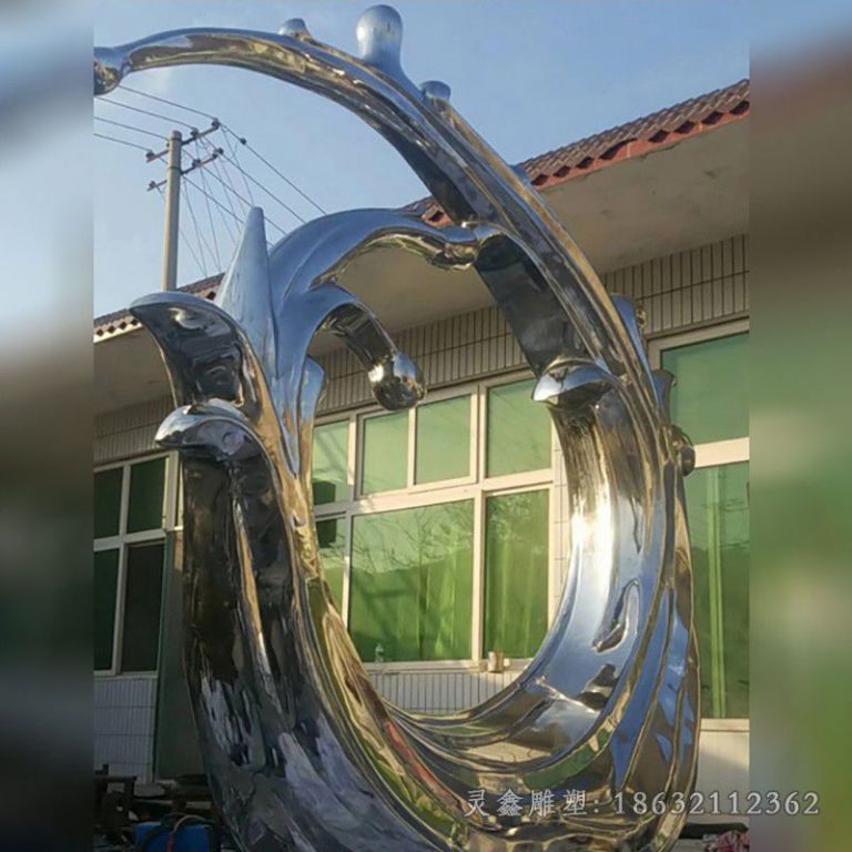 不锈钢抽象海浪校园雕塑