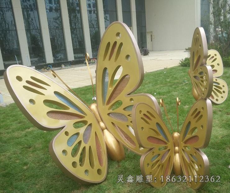 不锈钢展翅蝴蝶园林雕塑