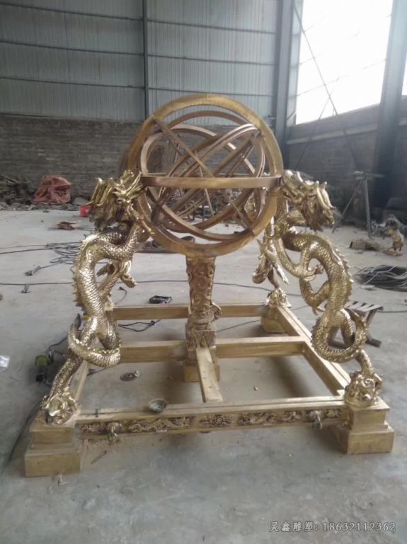 古代浑天仪小区景观铜雕