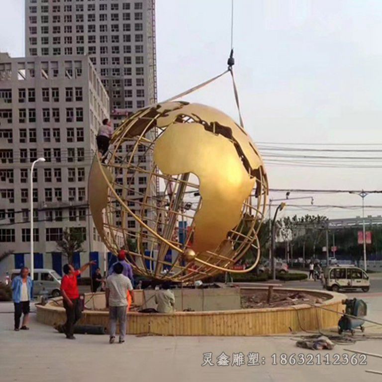 不锈钢彩绘地球仪景区雕塑