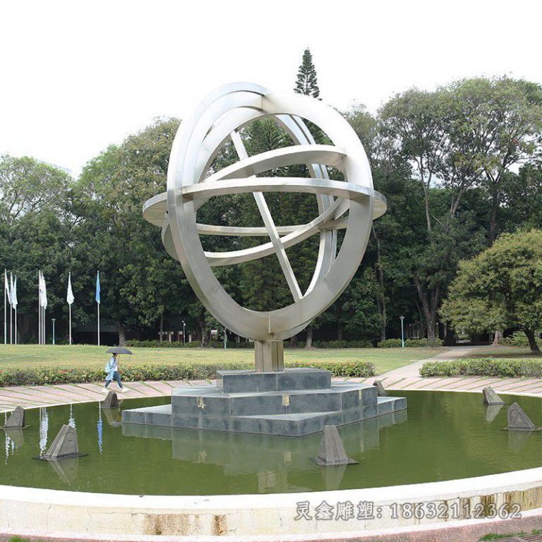 不锈钢抽象地球仪广场雕塑