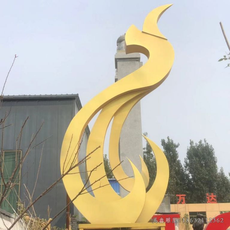 不锈钢金色凤凰小区雕塑