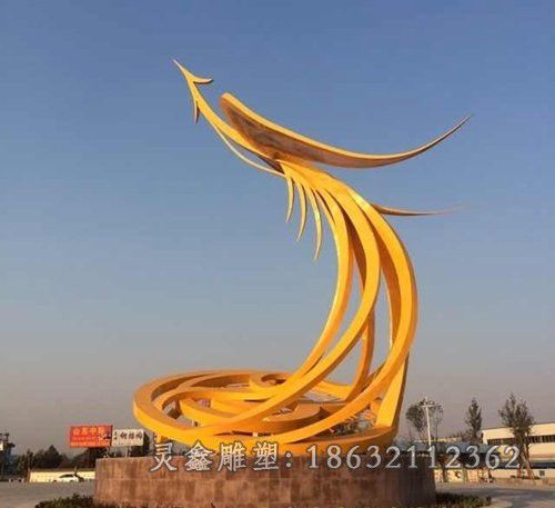 不锈钢金色凤凰商场雕塑