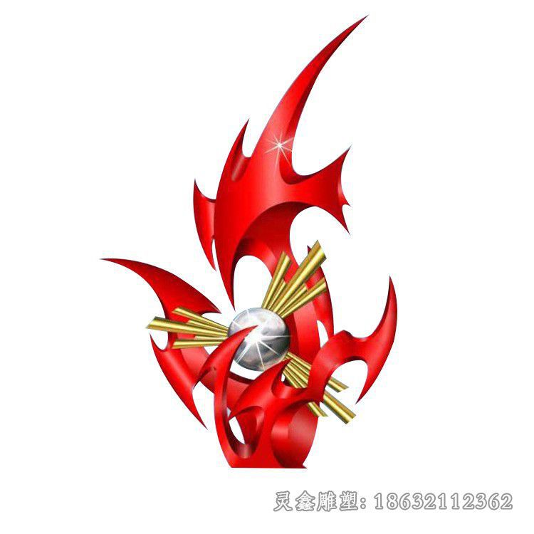 不锈钢红色飘带小区雕塑