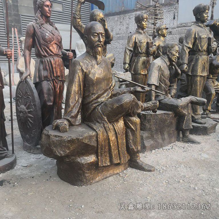 古代名人城市人物铜雕