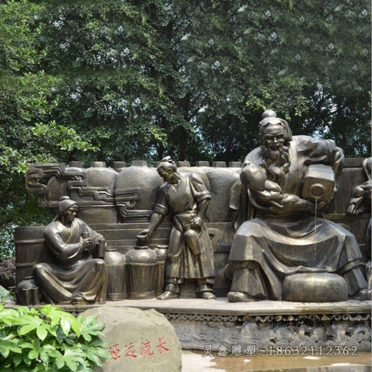 民俗小品酿酒小区铜雕