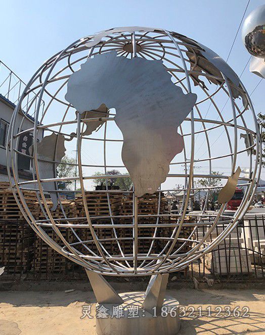 抽象地球仪街边不锈钢雕塑