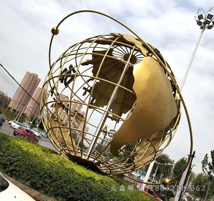 抽象地球仪商场不锈钢雕塑