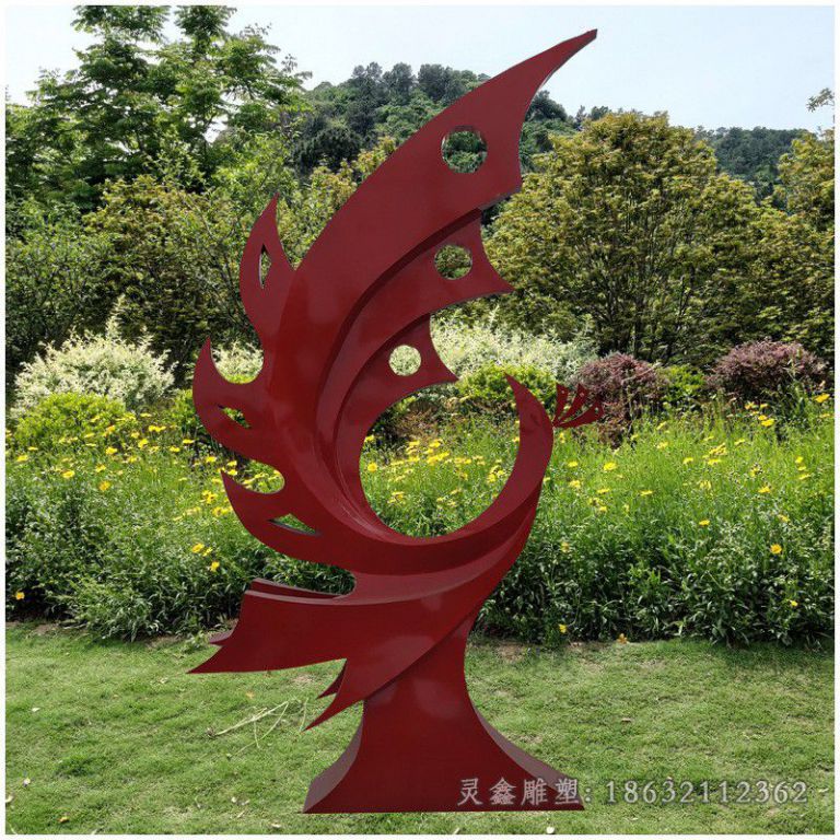 浴火凤凰校园不锈钢雕塑