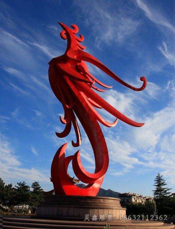 浴火凤凰户外不锈钢雕塑