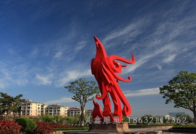 浴火凤凰园林不锈钢雕塑