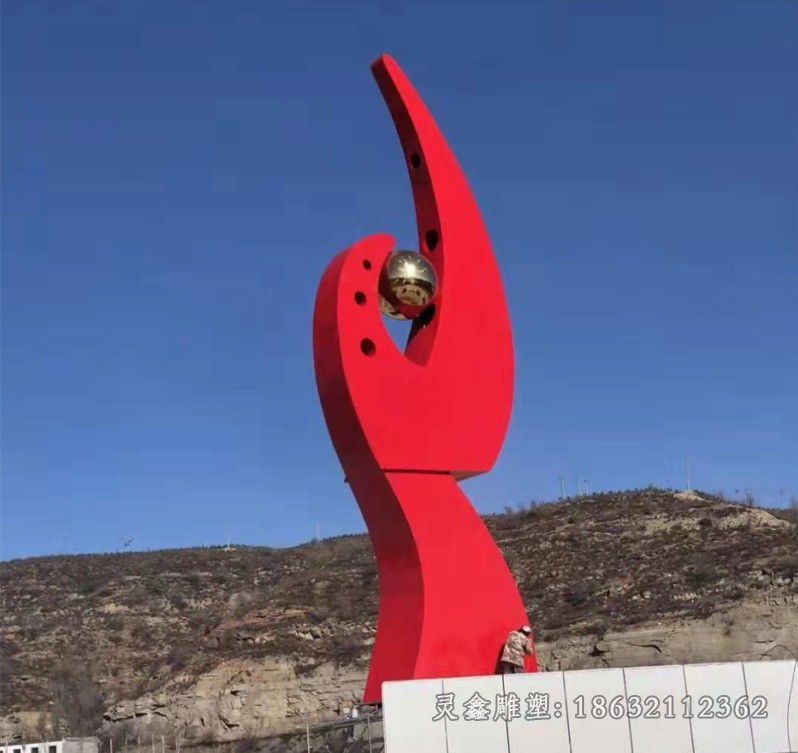 不锈钢红色公园景观雕塑