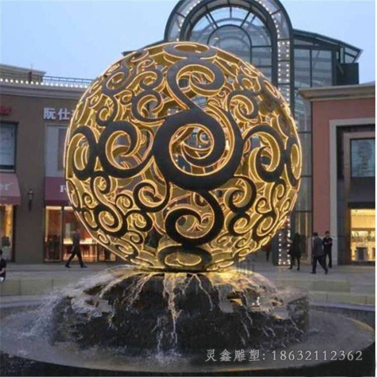 不锈钢发光镂空球广场雕塑