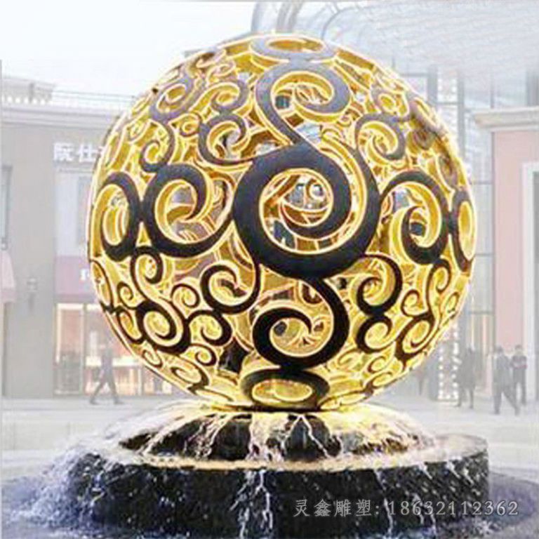 不锈钢发光镂空球园林雕塑