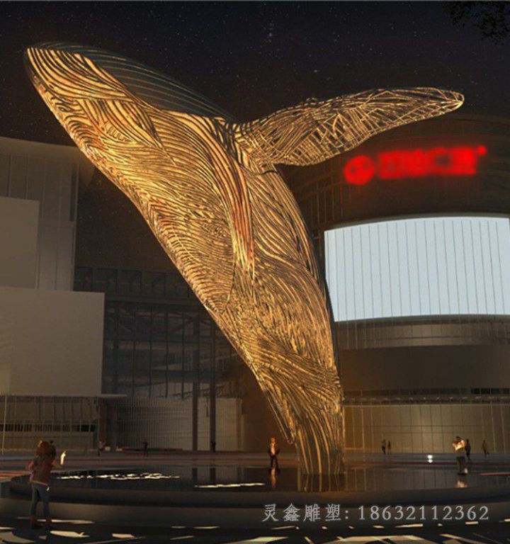 不锈钢镂空海豚庭院雕塑