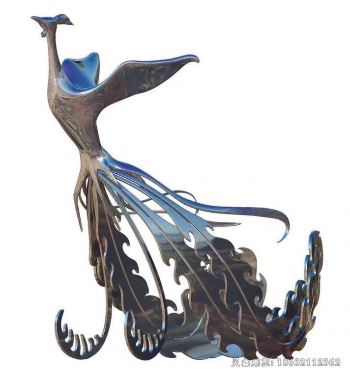 不锈钢抽象凤凰小区雕塑