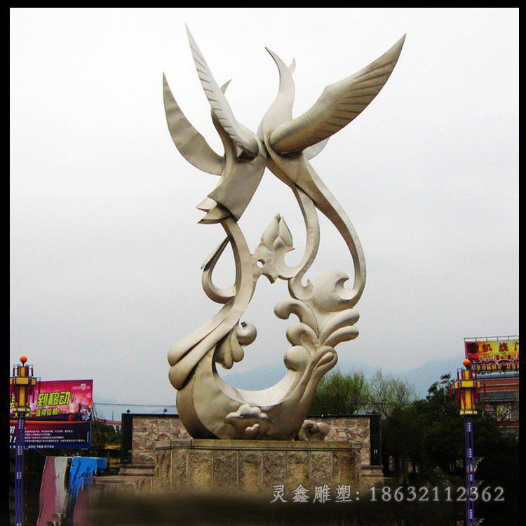 不锈钢抽象凤凰景区雕塑