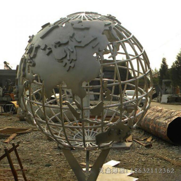 不锈钢镜面地球仪街边雕塑
