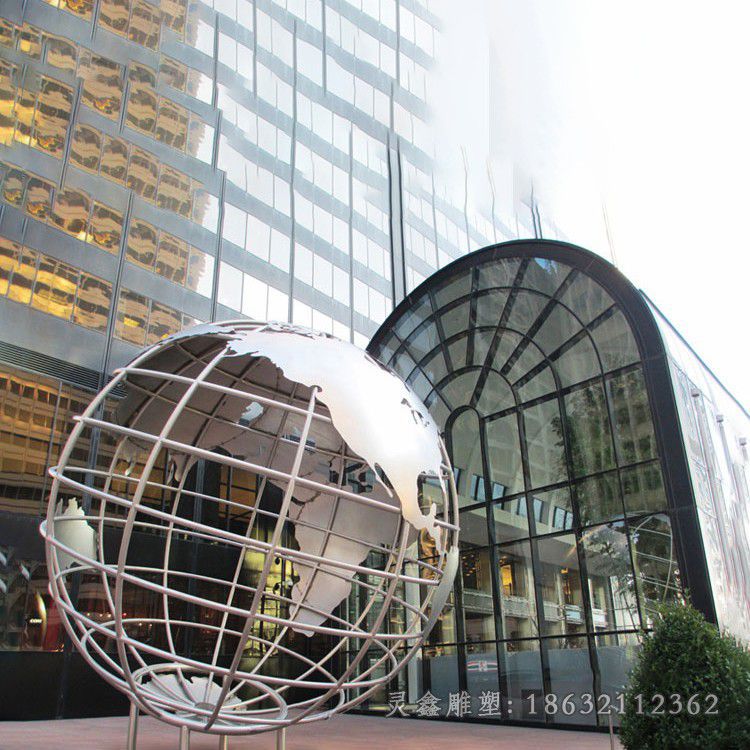不锈钢几何地球仪城市雕塑