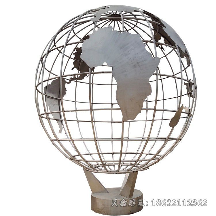 不锈钢几何地球仪广场雕塑