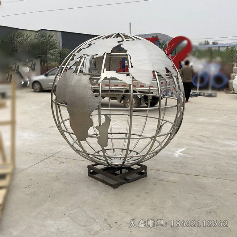 不锈钢几何地球仪商场雕塑